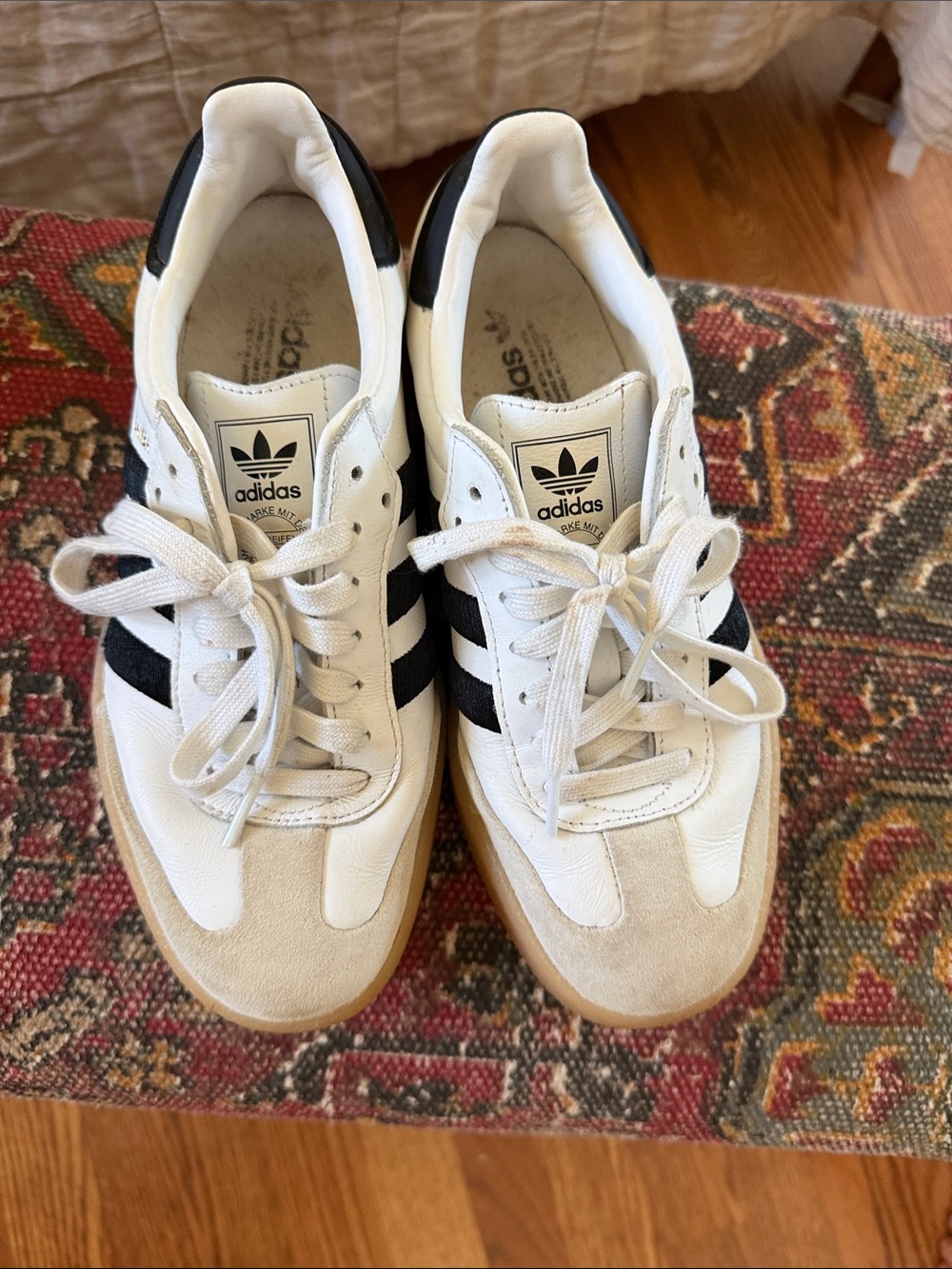 adidas Sambas White & Black Women's Classic Sneakers with Gum Sole